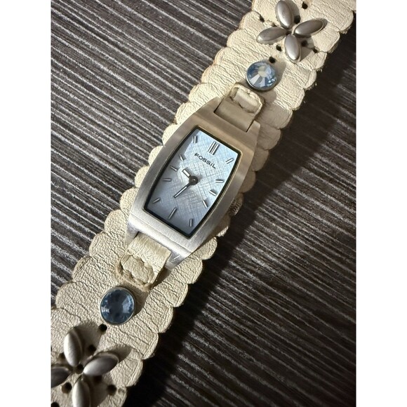 NEW Vintage 2000s Fossil Leather Watch Strap RARE Blue Face Beauty Y2K Rustic - Picture 1 of 13